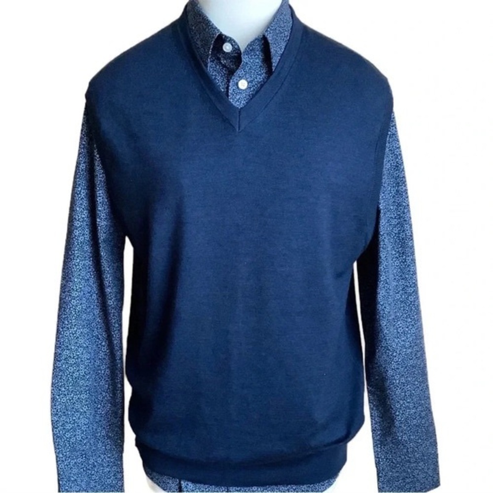 BRITCHES Oversized Navy Merino Wool Sweater Vest
